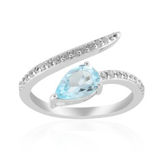 Anillo en plata con Topacio azul cielo