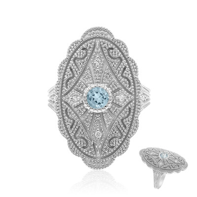 Anillo en plata con Topacio azul cielo