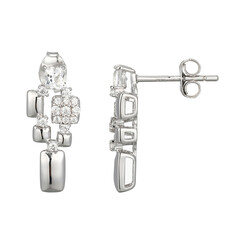 Pendientes en plata con Topacio blanco (Adela Silber)