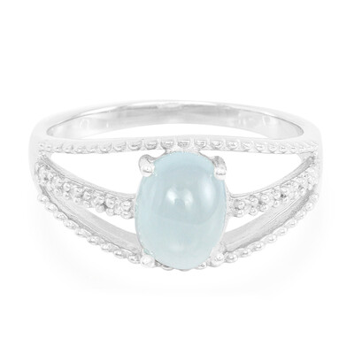 Anillo en plata con Aragonita azul