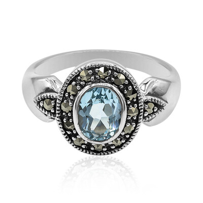 Anillo en plata con Topacio azul cielo
