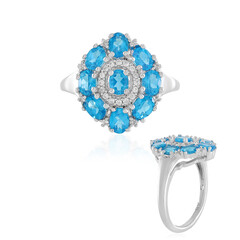 Anillo en plata con Apatita azul neón