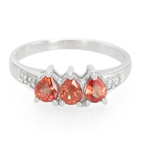 Anillo en plata con Rubí rojo atardecer