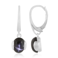 Pendientes en plata con Diópsido estrella de la India