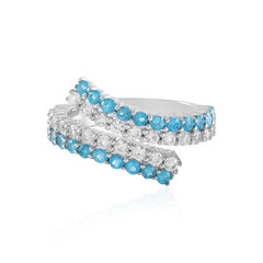 Anillo en plata con Apatita azul neón