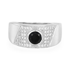 Anillo de hombre en plata con Espinela negra
