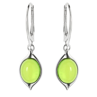 Pendientes en plata con Ámbar colombiano verde (dagen)