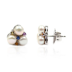 Pendientes en plata con Perla Freshwater (Dallas Prince Designs)
