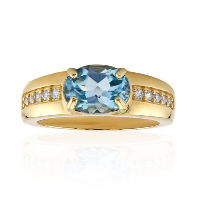 Anillo en plata con Topacio azul cielo