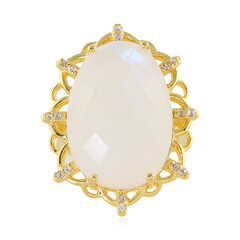 Anillo en plata con Piedra de Luna arcoíris