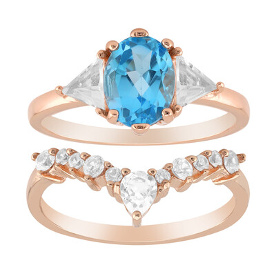 Anillo en plata con Topacio azul suizo