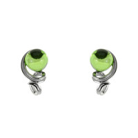 Pendientes en plata con Ámbar colombiano verde