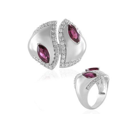 Anillo en plata con Rodolita frambuesa (de Melo)