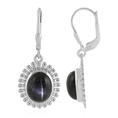 Pendientes en plata con Diópsido estrella de la India