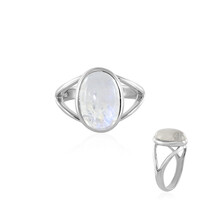 Anillo en plata con Piedra de Luna arcoíris