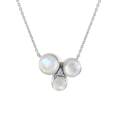 Collar en plata con Piedra de Luna arcoíris (KM by Juwelo)
