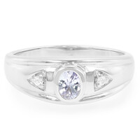 Anillo de hombre en plata con Tanzanita fantasía