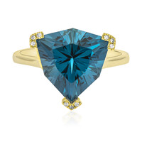 Anillo en oro con Topacio azul de Londres
