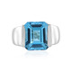 Anillo en plata con Topacio azul suizo