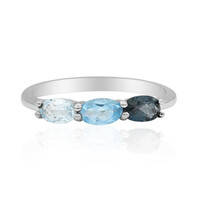 Anillo en plata con Topacio azul de Londres