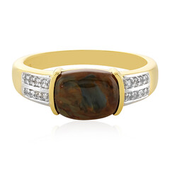 Anillo en plata con Piertersita dorada