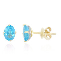 Pendientes en oro con Apatita azul (de Melo)