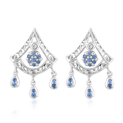 Pendientes en oro con Zafiro azul