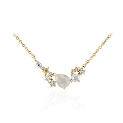 Collar en plata con Piedra de Luna arcoíris