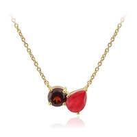 Collar en plata con Cuarzo rojo pastel