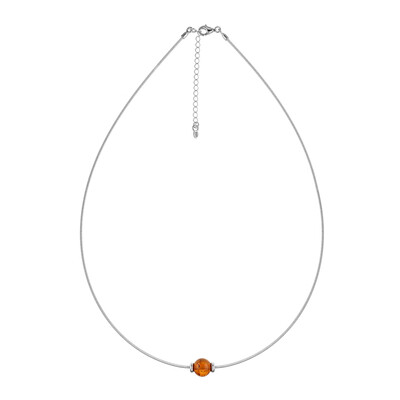Collar en plata con Ámbar báltico cognac (MONOSONO COLLECTION)