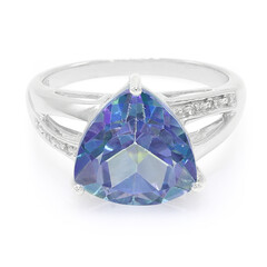 Anillo en plata con Topacio Místico azul