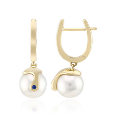 Pendientes en oro con Perla blanca del mar del sur (Michelle Albala)