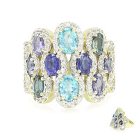Anillo en oro con Apatita azul