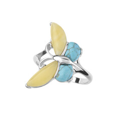 Anillo en plata con Ámbar báltico Milky