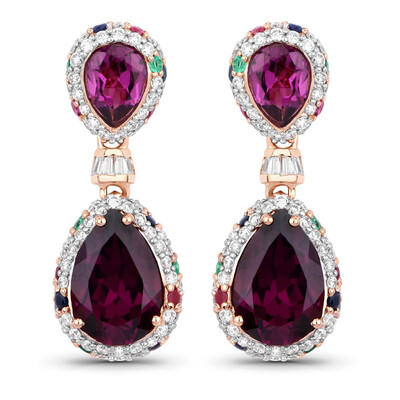 Pendientes en oro con Granate Magenta (SUHANA)