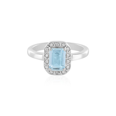 Anillo en plata con Aguamarina