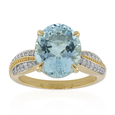 Anillo en oro con Aguamarina de Nigeria