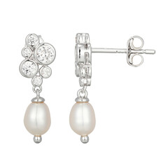 Pendientes en plata con Perla blanca Freshwater