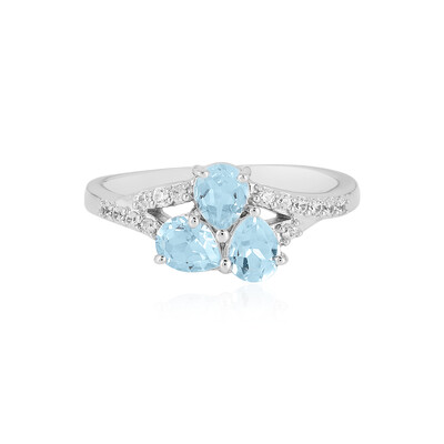 Anillo en plata con Topacio azul cielo