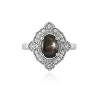 Anillo en plata con Zafiro estrella negra
