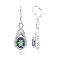 Pendientes en plata con Cuarzo Místico azul