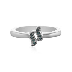 Anillo en plata con Diamante azul I2