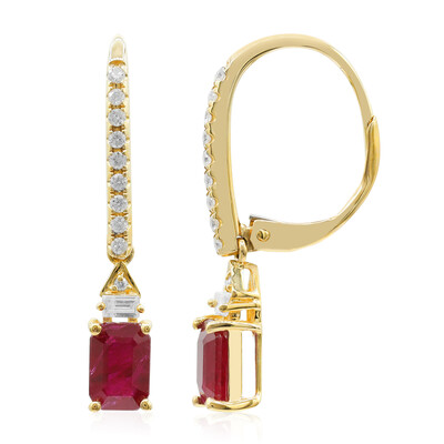 Pendientes en oro con Rubí de Mozambique AAA (CIRARI)