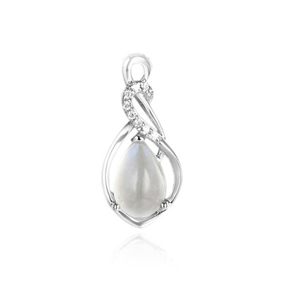 Colgante en plata con Piedra de luna arco iris de Tanzania