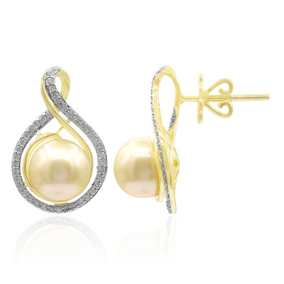 Pendientes en oro con Perla dorada del mar del sur (TPC)