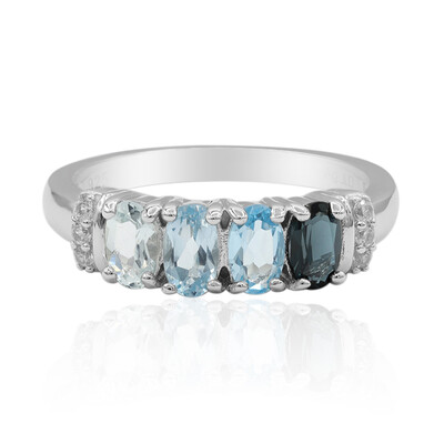 Anillo en plata con Topacio azul de Londres
