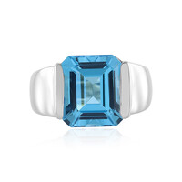 Anillo en plata con Topacio azul suizo