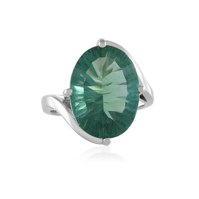 Anillo en plata con Fluorita verde