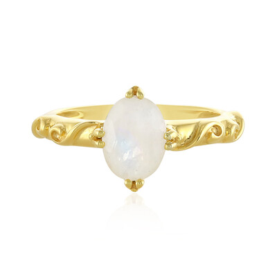 Anillo en plata con Piedra de Luna arcoíris