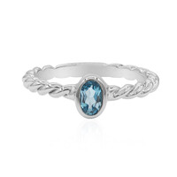 Anillo en plata con Topacio azul de Londres